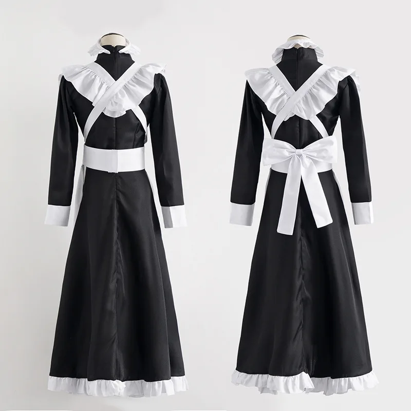 Classic Black and White Maid Cosplay Outfit British Style Pearl Thread Long Style Coffee Shop Maid Oktoberfest Cosplay Outfit