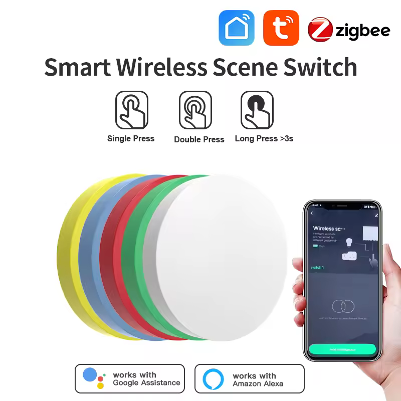Tuya Zigbee – bouton de scène intelligent sans fil, télécommande, liaison multi-scènes, prise en charge de l'assistant vocal Alexa Goolge Home