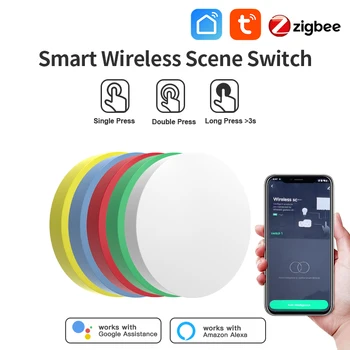 Tuya Zigbee – interrupteur de bouton de scène intelligent sans fil, télécommande, liaison multi-scènes, prise en charge de l'assistant vocal domestique Alexa Goolge