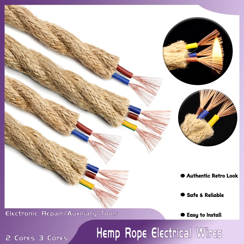 

Retro Style Copper Vintage Braided Wire Pendant Light Lamp Cord 1~10m Hemp Rope Electrical Wire Twisted Cable 2 Cores 3 Cores