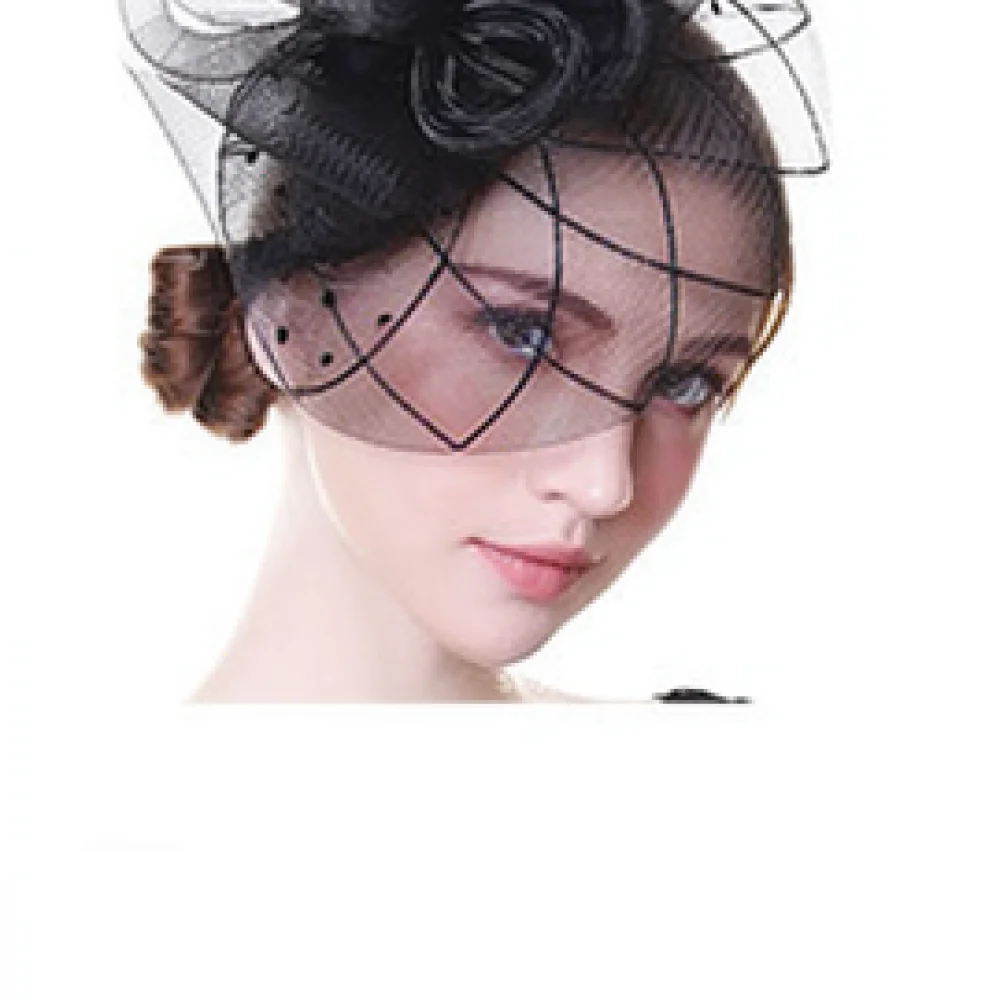 Elegant Mesh Feather Fascinator Hat Women Retro Hair Clip Bridal Wedding Party Banquet Floral Headwear Accessories