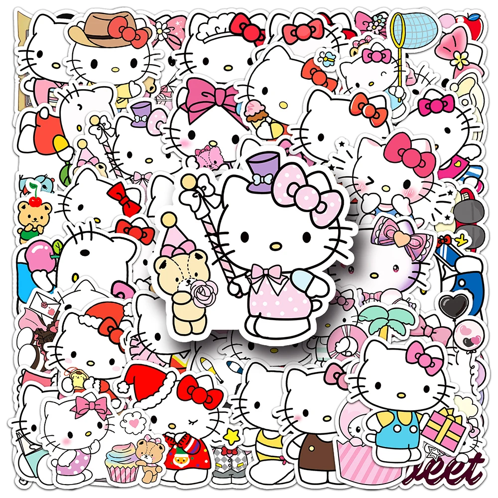 

10/30/50pcs Sanrio Cute Hello Kitty Cartoon Stickers Kawaii Graffiti Decals for Kids Toy Water Bottle Diary Phone Sticker Decor