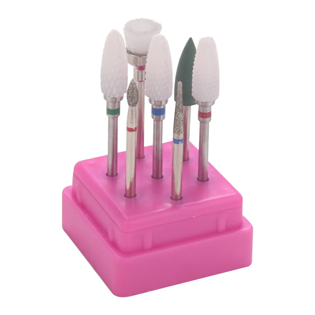 7pcs Nail Polishing Tools Set Durable Manicure Grinding Head Kit For Natural Artificial Nails Salon Diy Portable Case Included
