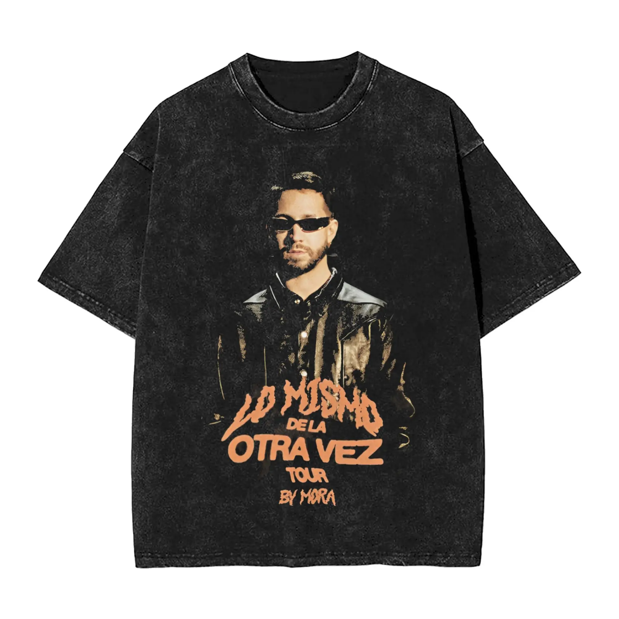 

Mora Lo Mismo De La Otra Vez Tour Tee 2025 T Shirt Hip Hop Washed Short Sleeve High Street for Men Women Streetwear Summer Tees