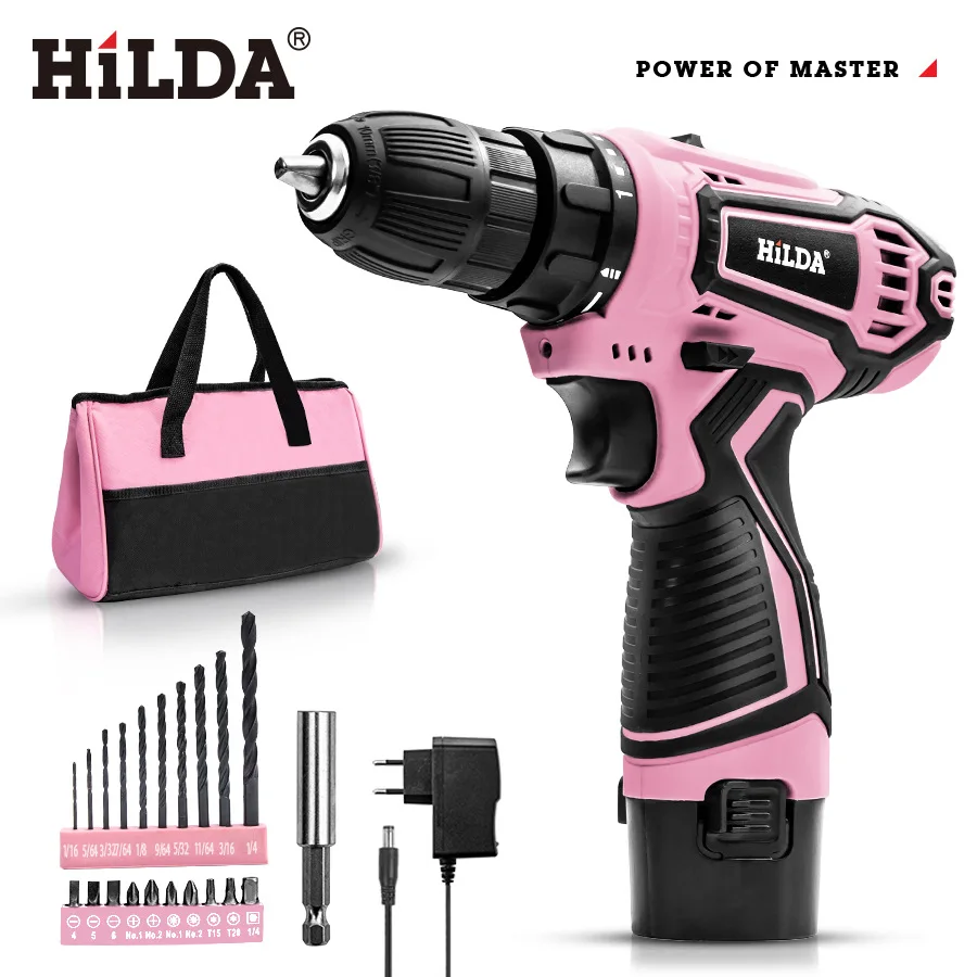 HILDA charging percussion drill lithium battery 12 v flashlight gun drill electric screwdriver household hardware