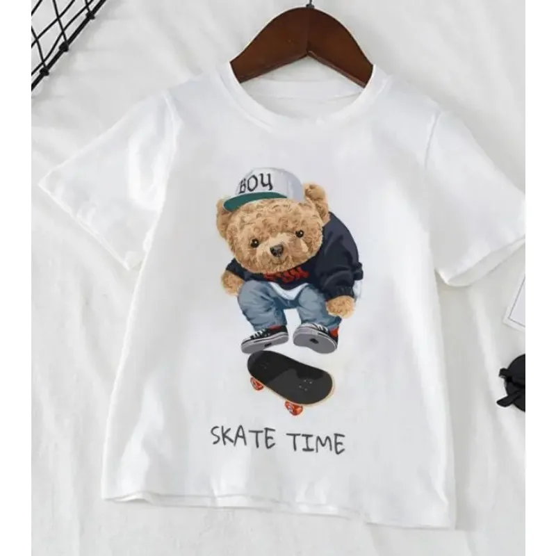 子供用の通気性のあるスウェットシャツ,クマのプリントが施された通気性のあるTシャツ,女の子用のトップス,韓国版,春と秋の最新スタイル