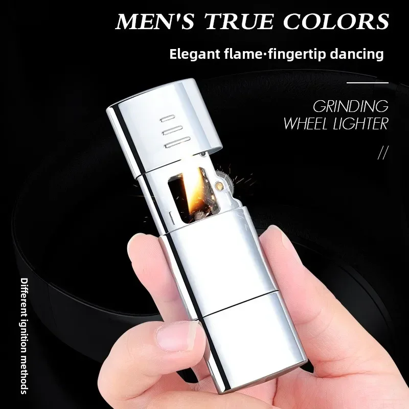 New Pull Out Kerosene Lighter Alloy Body Classic Grinding Wheel Open Flame Lighter Smoking Accessories Tool Gift