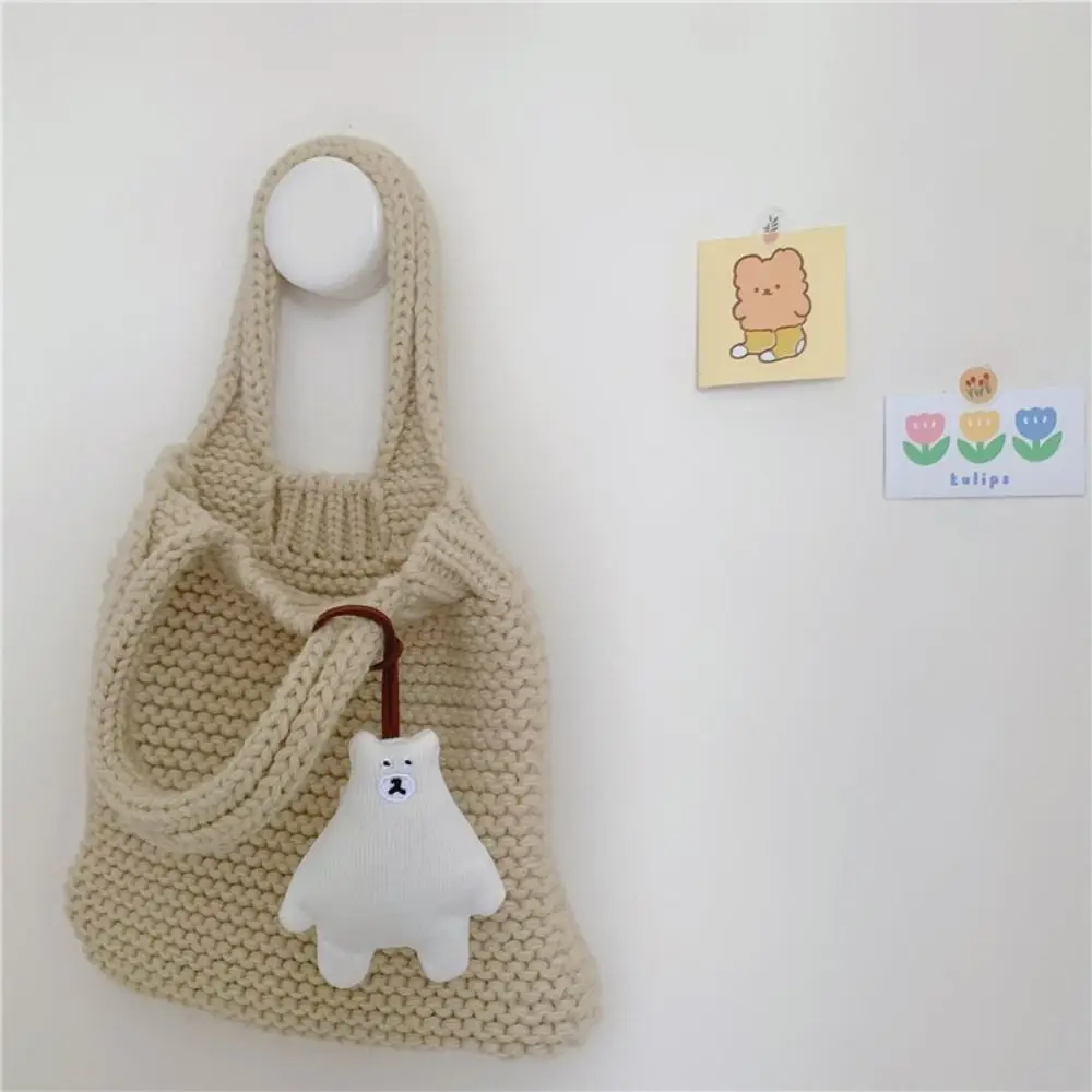 

Soft White Bear Keychain INS Anti Loss Cartoon Keyring Lovely Multifunctional Bear Name Plate Hanger Couple Pendant