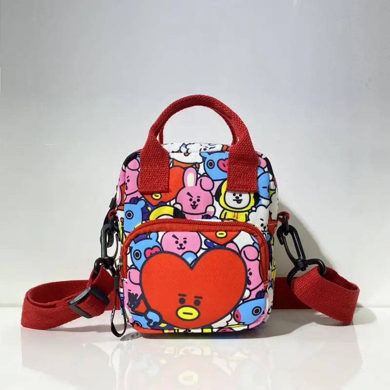 Anime Cartoon Bt21 Chimmy Tata Cooky Canvas Crossbody Single Fashion New Shoulder Bag Travel Shoulder Bag Mobile Phone Bag Gifts