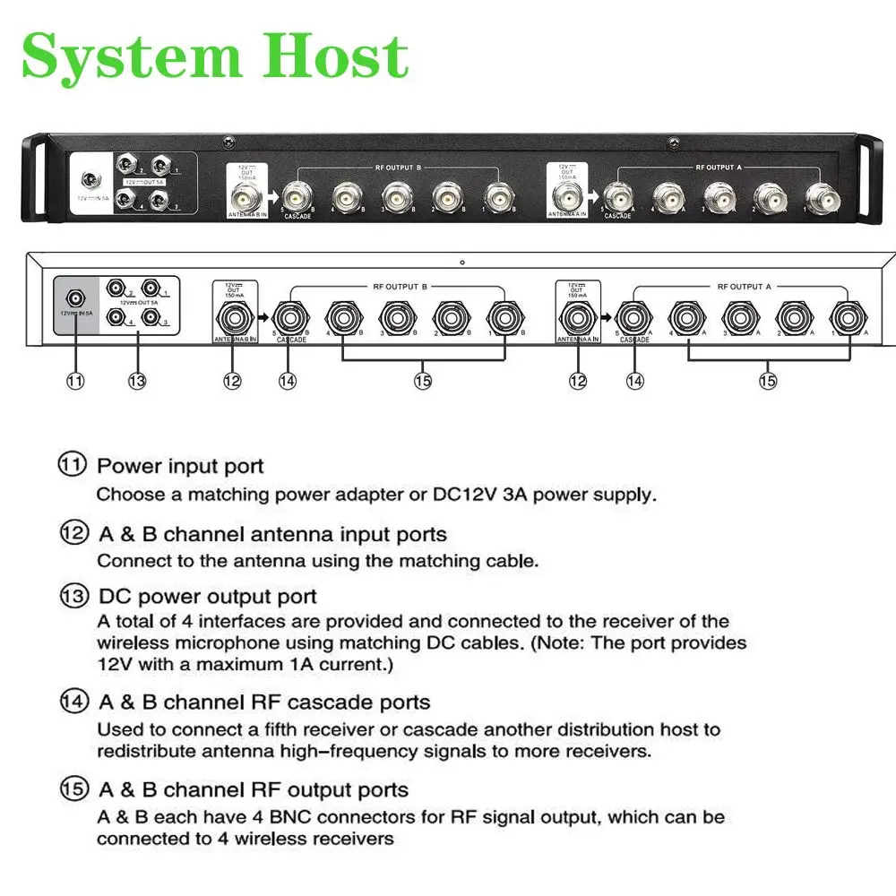 AXT600 UA874 نظام توزيع هوائي خفيف الوزن محمول مقسم إشارة ميكروفون لاسلكي إشارة معززة الطيف #4