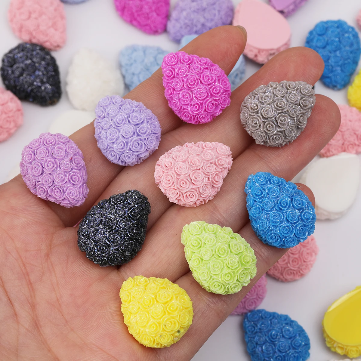 10/20pcs Random Color 17*22mm Porous Texture Teardrop Acrylic Loose Beads DIY Bracelet Decor Pen Craft Supplies