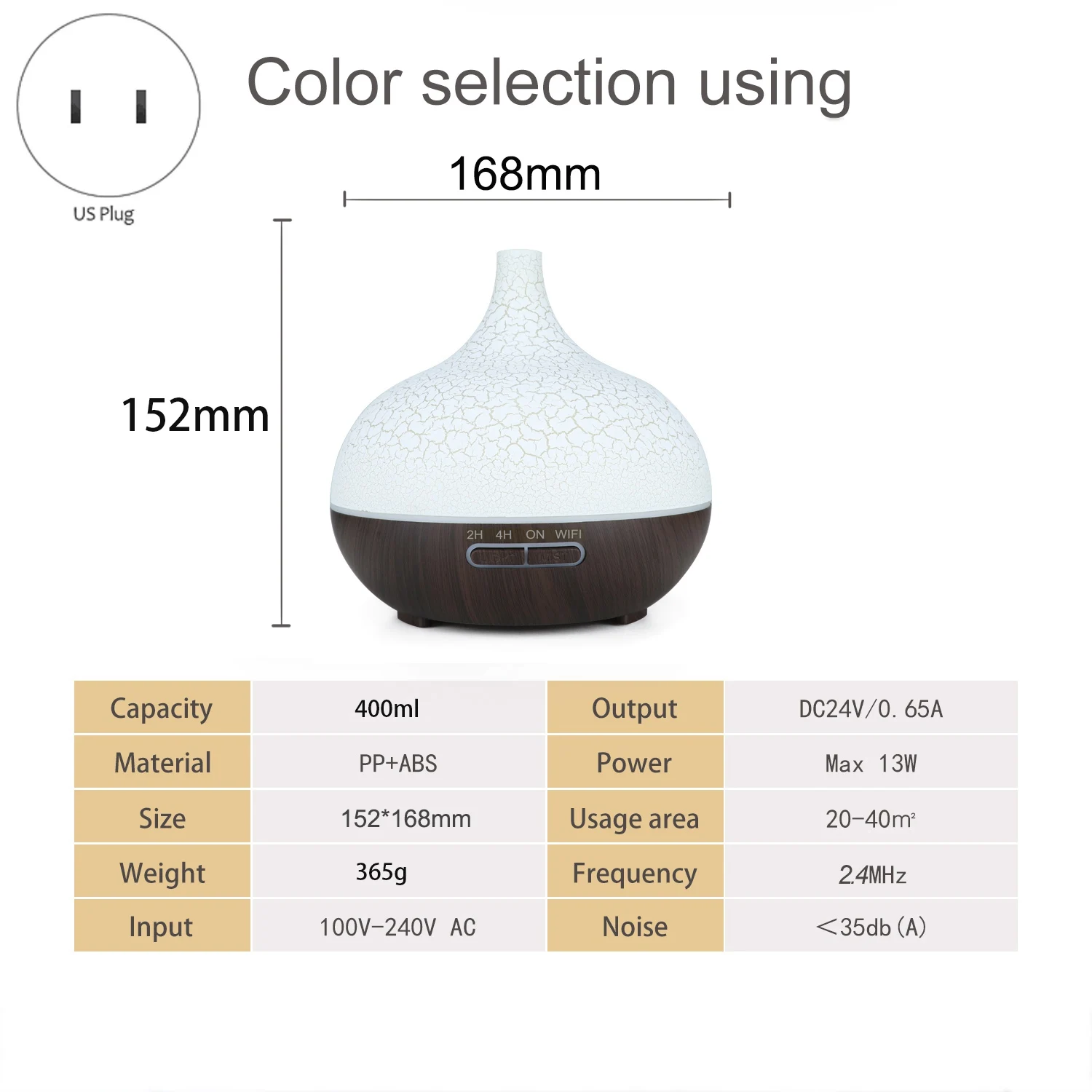 Smart WiFi Essential Oil Diffuser Air Humidifier Works with Alexa Google Home US Plug Deep Wood