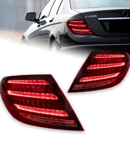 New arrival led rear light For Mercedes-Benz W204 C180 C200 C260 C300 LED Tail Light Clear lens Black Housing  2007-2011