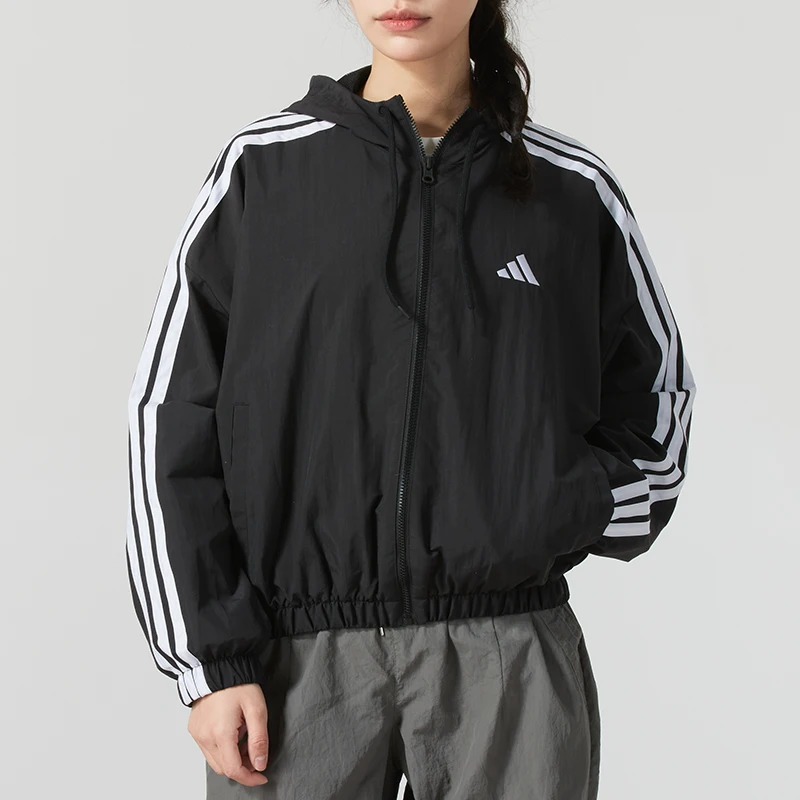 Adidas (Adidas) Ropa deportiva informal para mujer, chaqueta cortavientos tejida con capucha, chaqueta transpirable, Top Jz2162