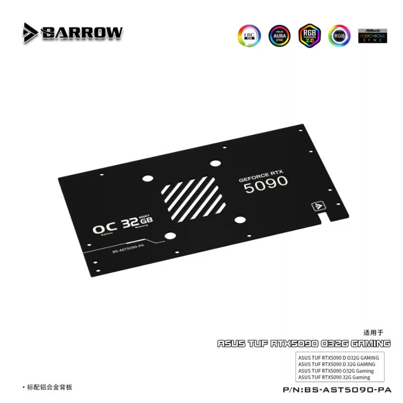 Barrow GPU bloc d'eau utilisation pour ASUS TUF RTX 5090 D O32G carte Viedo de jeu couverture complète radiateur de refroidissement BS-AST5090-PA