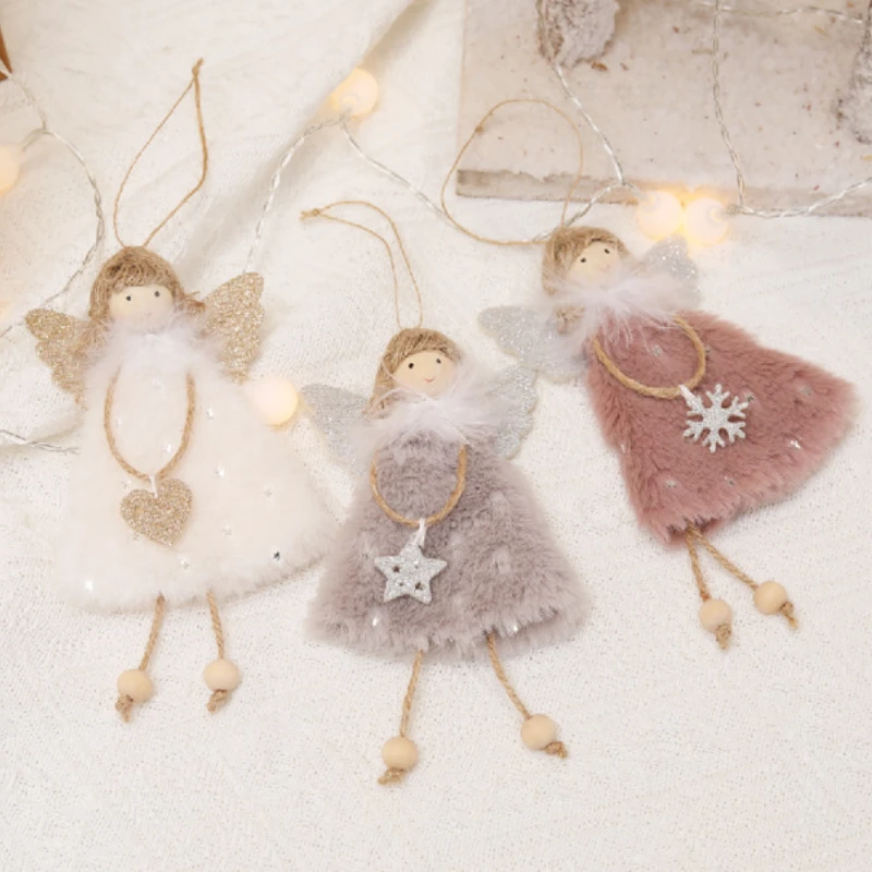 Lovely Christmas Angel Girl Cloth Doll Oranments Xmas Tree Hanging Pendants Merry Christma Decor Gifts Happy 2023 Noel Supplies