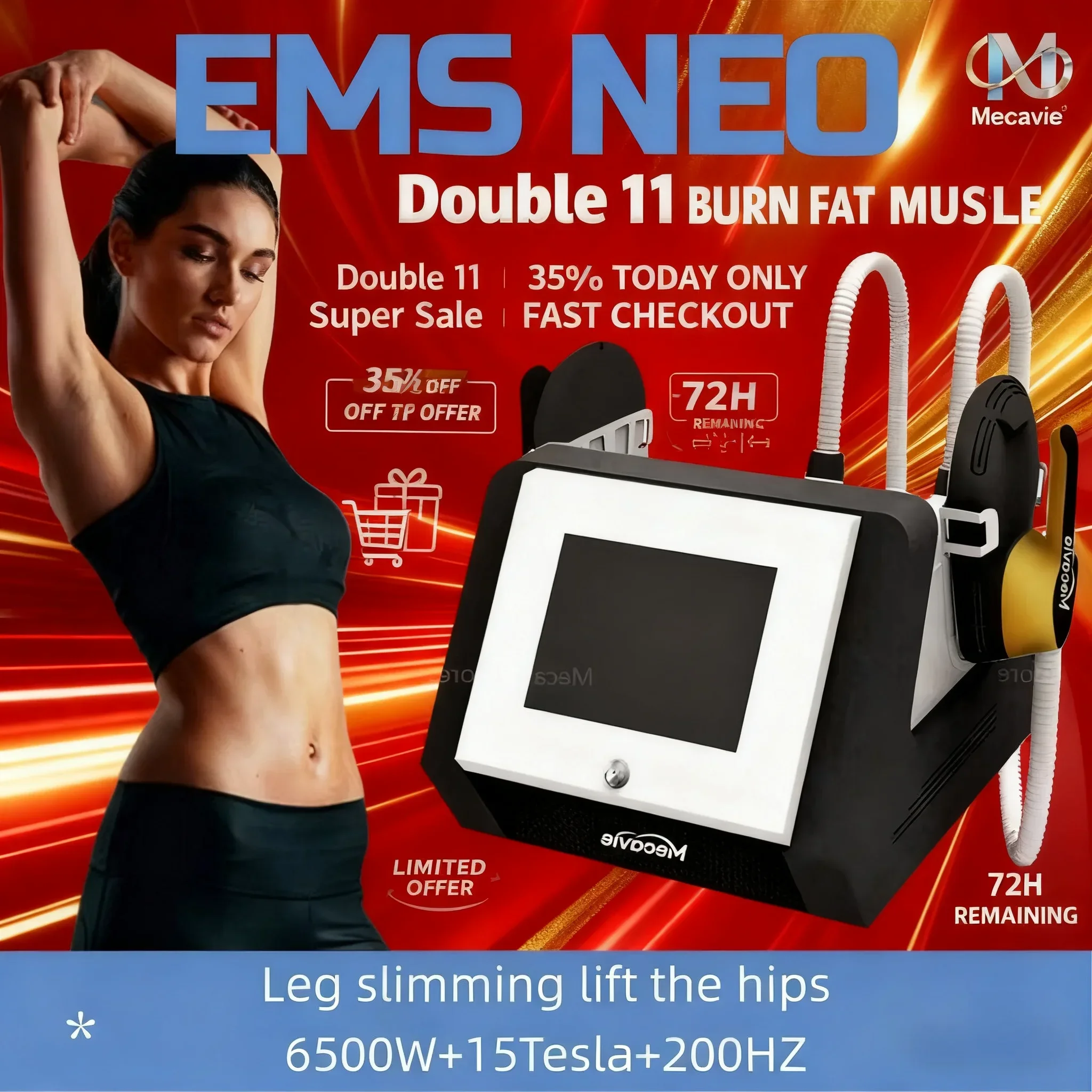  2026 MECAVIE محدد شكل الجسم العضلات RF EMS طاقة عالية حرق الدهون وفقدان الوزن وتحفيز العضلات أدوات منبهة الجسم للبالغين #1