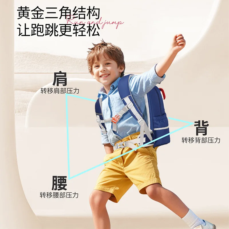 Mochila escolar para niños, de gran capacidad, ideal para estudiantes de primaria, con diseño de bloques de color, tipo bandolera, con múltiples bolsillos.