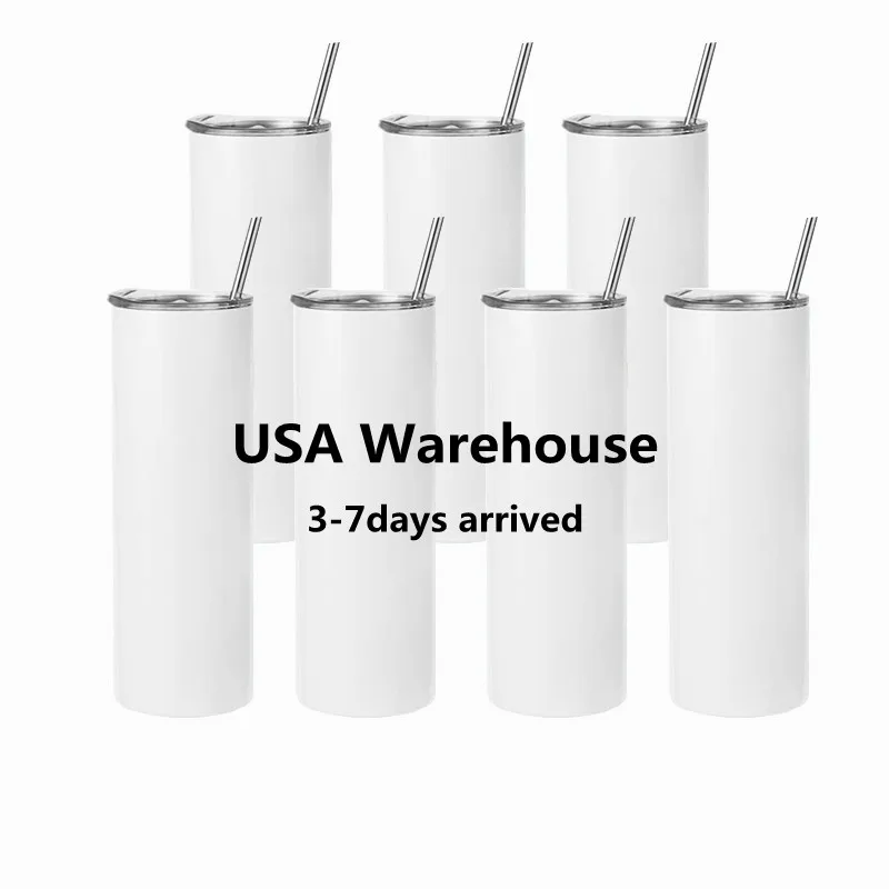 

25pack US warehouse bulk 20oz Stainless Steel heat Transfer Printing Tumbler Double Wall Insulated straight Sublimation Tumbler