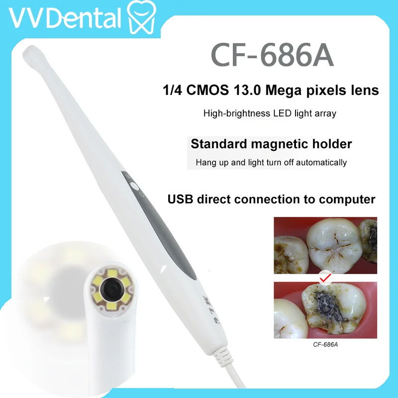 13MP 1080p HD Dental Intra Oral Camera Sensor with 6LED 105° Wide Angle USB Powered Endoscope Imaging System for Computers