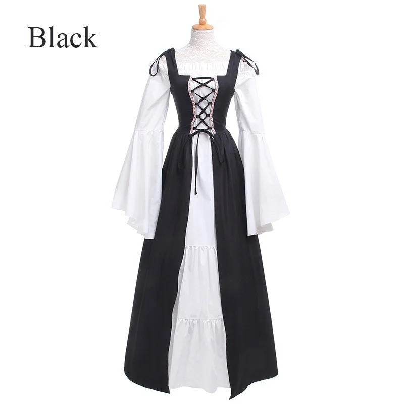 Halloween donna corte medievale europea Fancy Vampire Cosplay Costume carnevale Vintage senza spalline manica lunga regina abito elegante