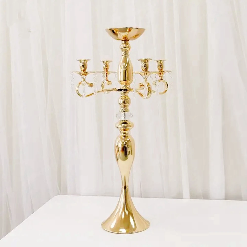 10pcs)5 head Wedding Gold Metal gold plated candlestick Candelabra Candelabra Table Top Chandelier Centerpieces For Weddings 318