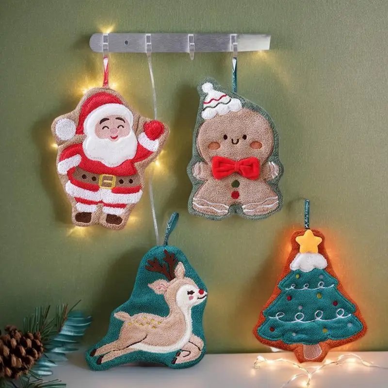 المرجان الصوف عيد الميلاد سانتا كلوز مناشف اليد امتصاص الماء التجفيف السريع منشفة اليد شجرة عيد الميلاد جرس المطبخ الحمام #2