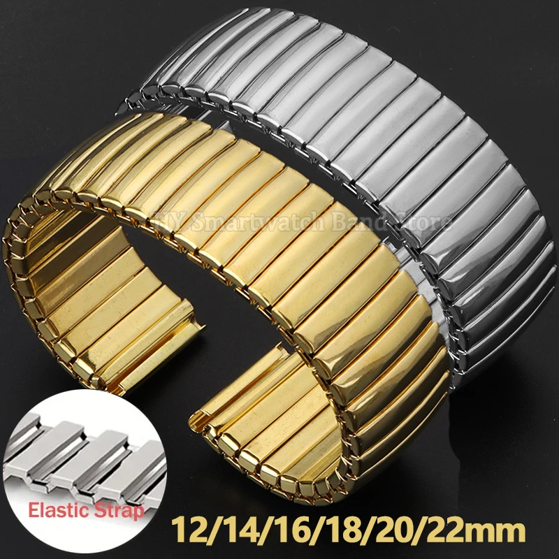 Pulseira elástica de metal 12mm 14mm 16mm 18mm 20mm 22mm para homens mulheres pulseira universal acessórios de pulseira de expansão de aço inoxidável