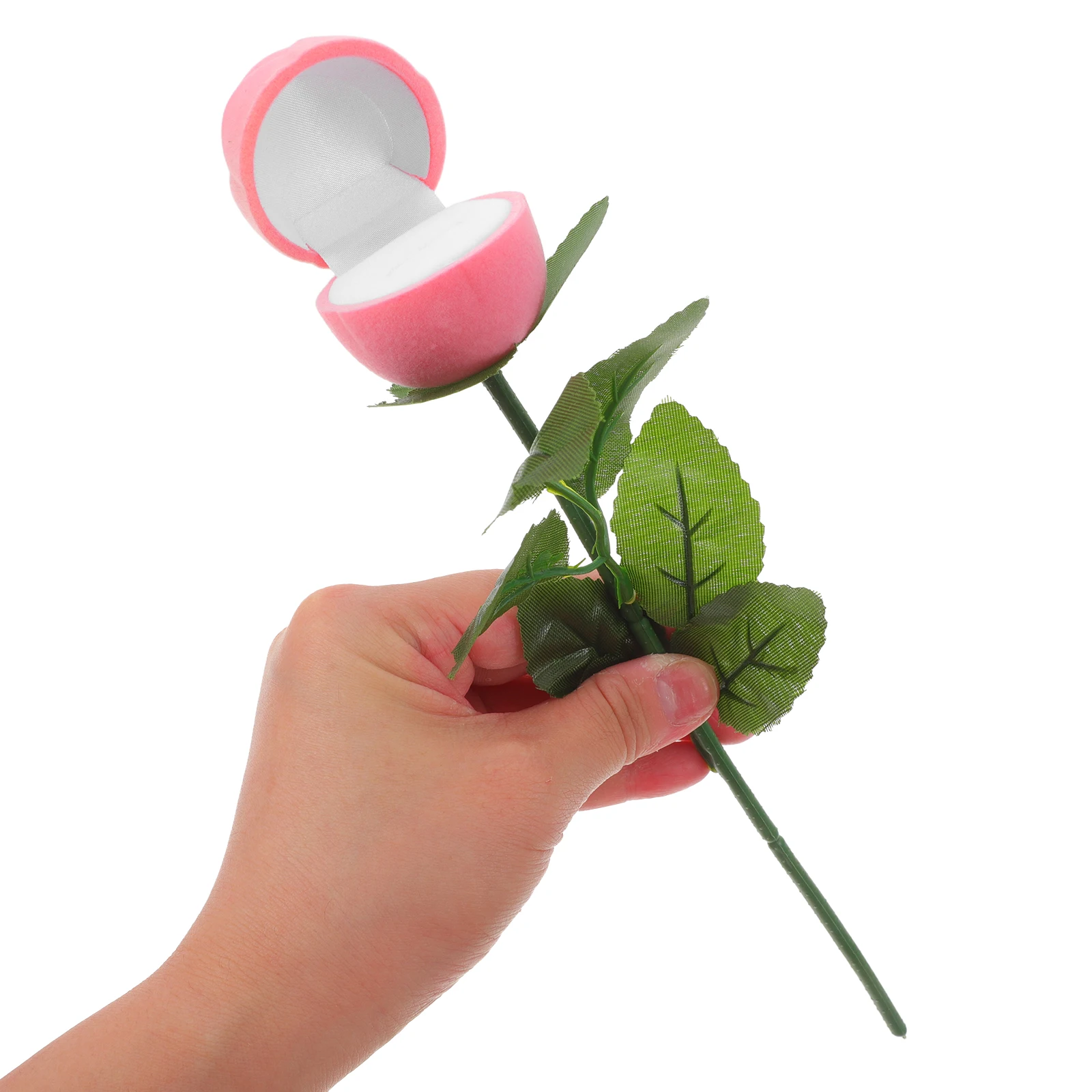 

2Pcs Rose Ring Box Romantic Flower Jewelry Case Pink Earring Jewelry Holder Display Storage Valentine Gift Packaging