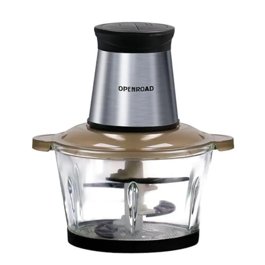 Electric Food Processor with Meat Grinder Vegetable Chopper - 450W Copper Motor 2x8-Cup Bowls Dual-Blade Set for Fruits/Meat/Nu