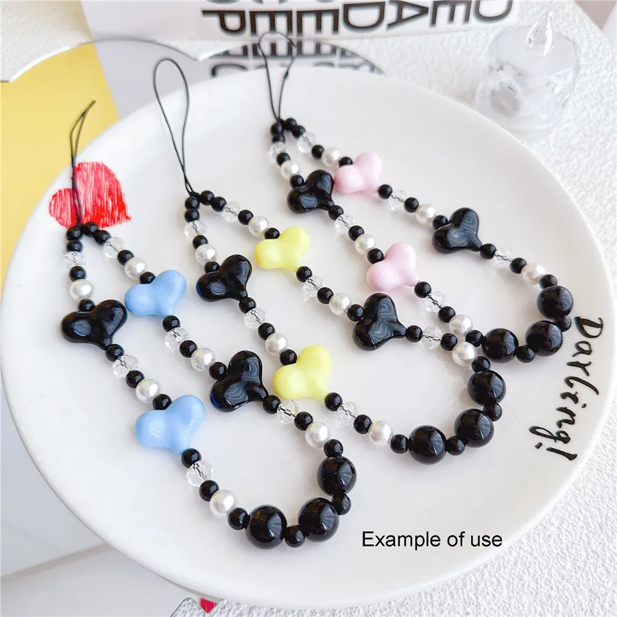 20PCS Plastic Heart Beads Black Heart Shape Spacer Bead Bracelet Jewelry Making Handmade Accessory