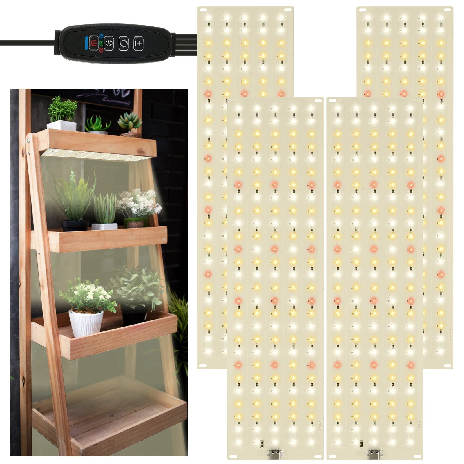 Lampu tanaman LED, lampu tanaman dalam ruangan, lampu tumbuh Panel LED ultra-tipis, Timer dapat diredupkan, lampu tanaman di bawah kabinet