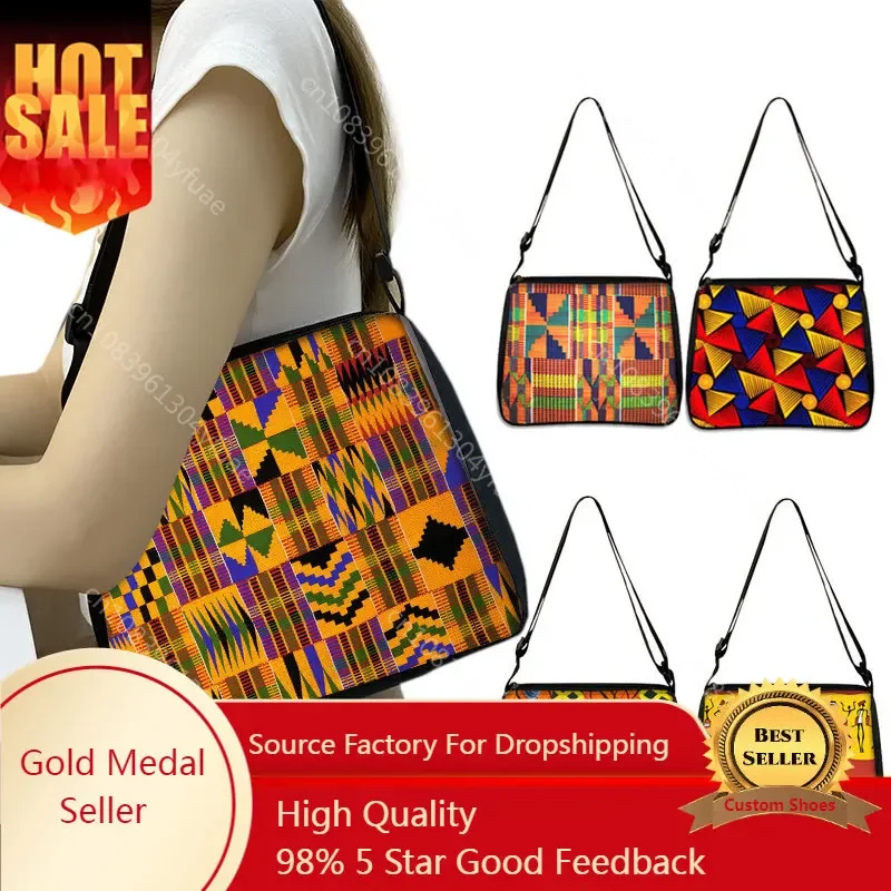 African Women Style Handbag Afro LadiesTraditional Printing Underarm Shopping Bag for Females Girls Shoulder Tote Bag