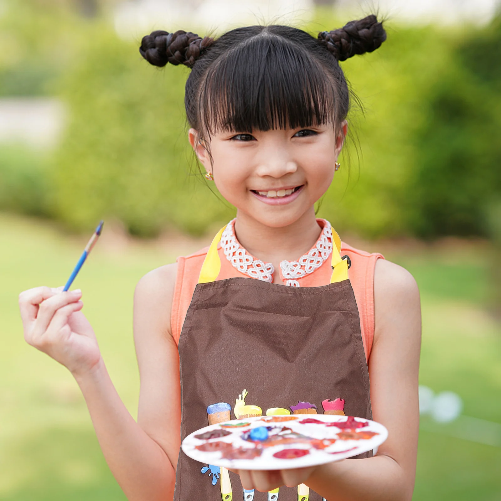 2 個防水 PVC キッズペイントエプロン簡単結び目調節可能なウエストアートエプロン子供用調理クラフト給餌汚れ保護