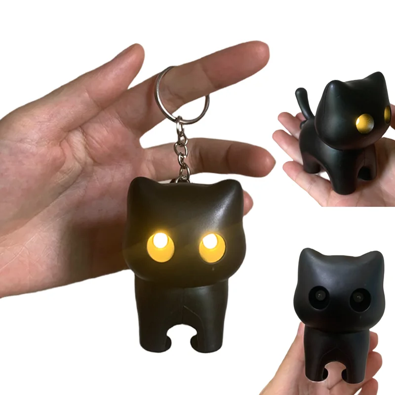 Kawaii leuchtende Katze Anhänger Cartoon Tier schreiende schwarze Katze Schlüsselanhänger Auto Ornament kreative Geburtstagsgeschenk Mode Glow Schlüsselanhänger