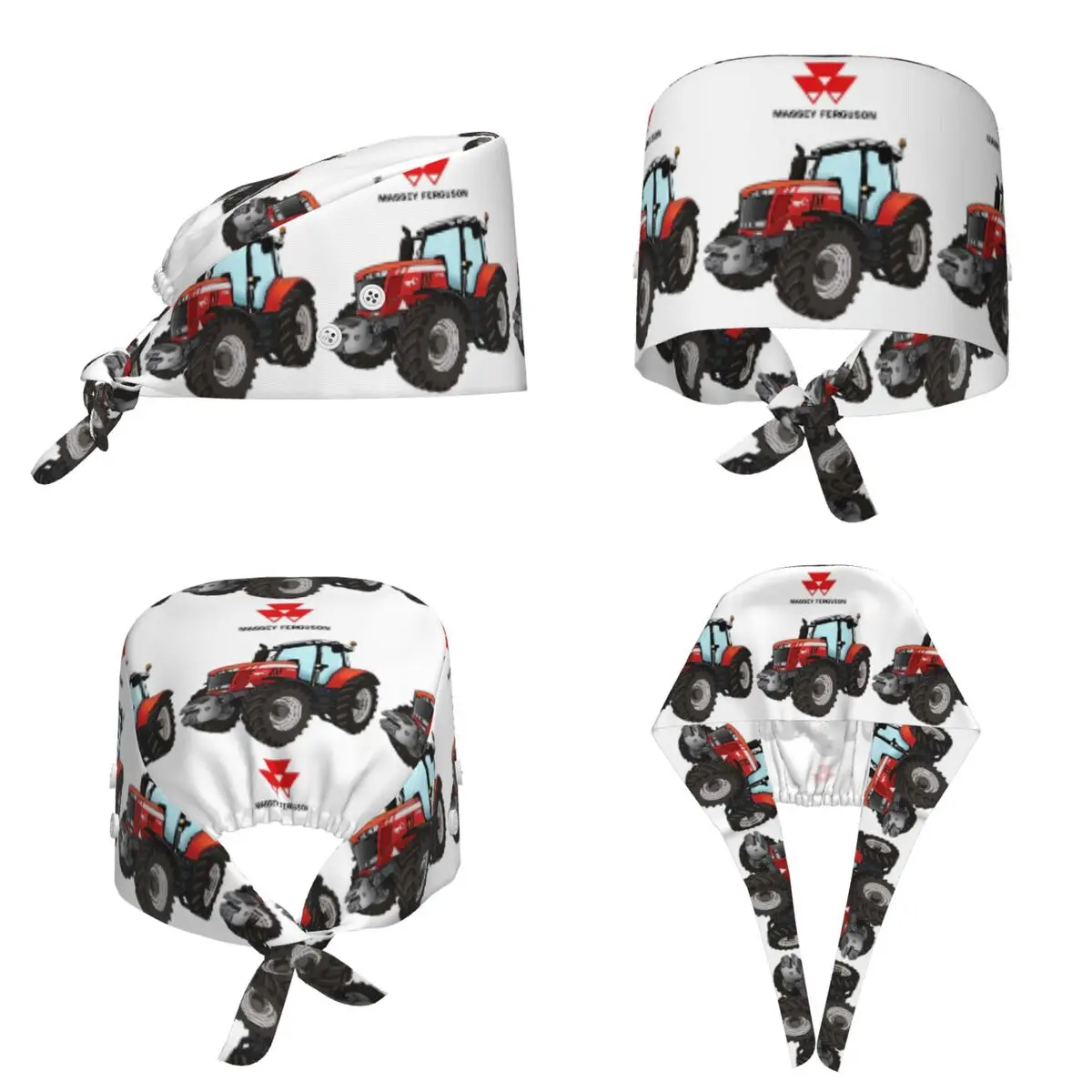Massey Ferguson Tractor Red Tractor Scrub Hat Doctor Working Surgical Cap Unisex Adjustable Nursing Caps for Dentist