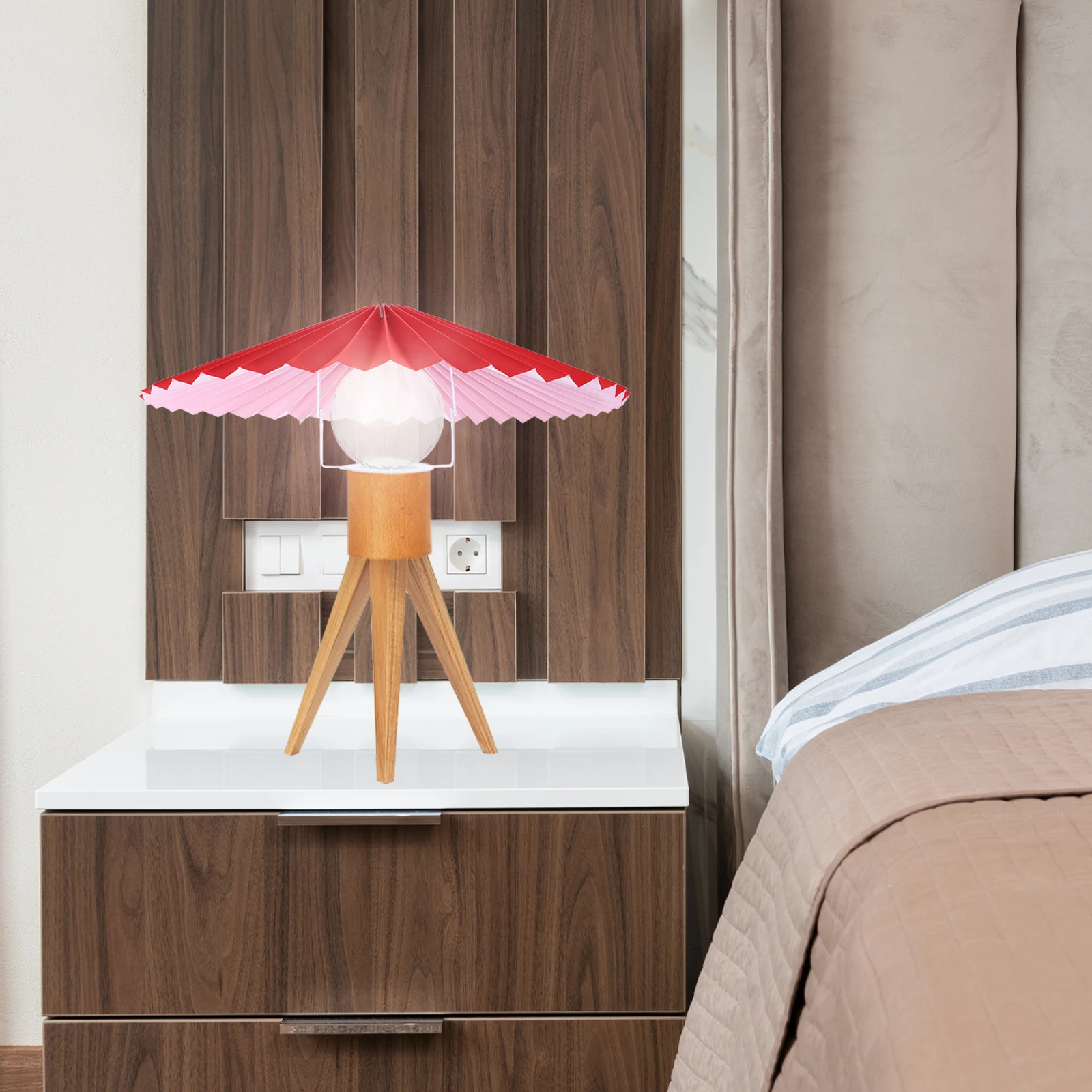 

Umbrella Shaped Cloth Pleated Lamp Shade Iron Bedroom Restaurant Pendant Table Light Decorative for Ceiling