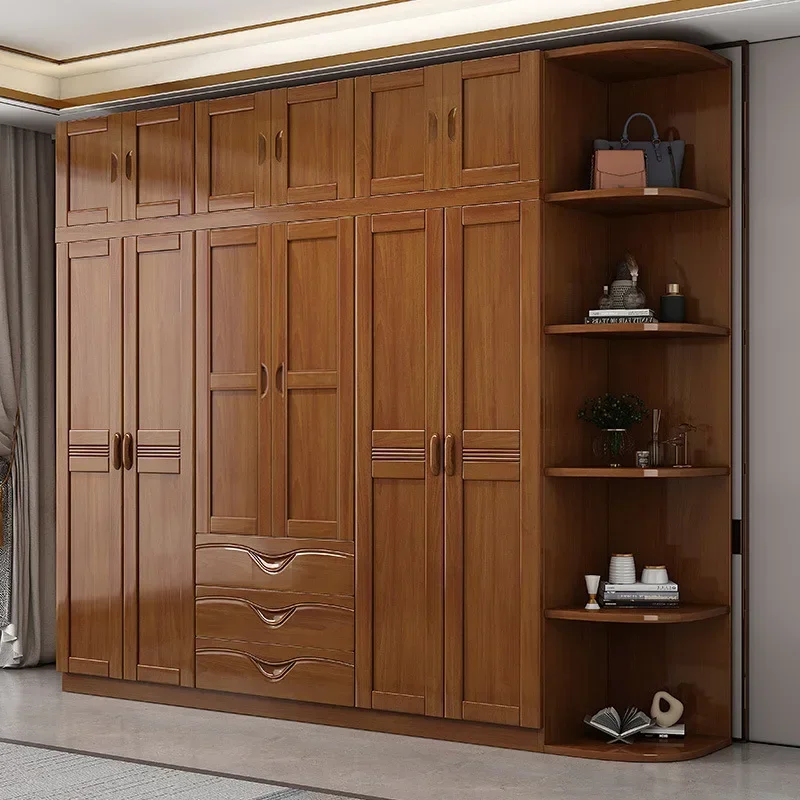 All Solid Wood Door Modern Simple Home Bedroom Storage Wardrobeb21