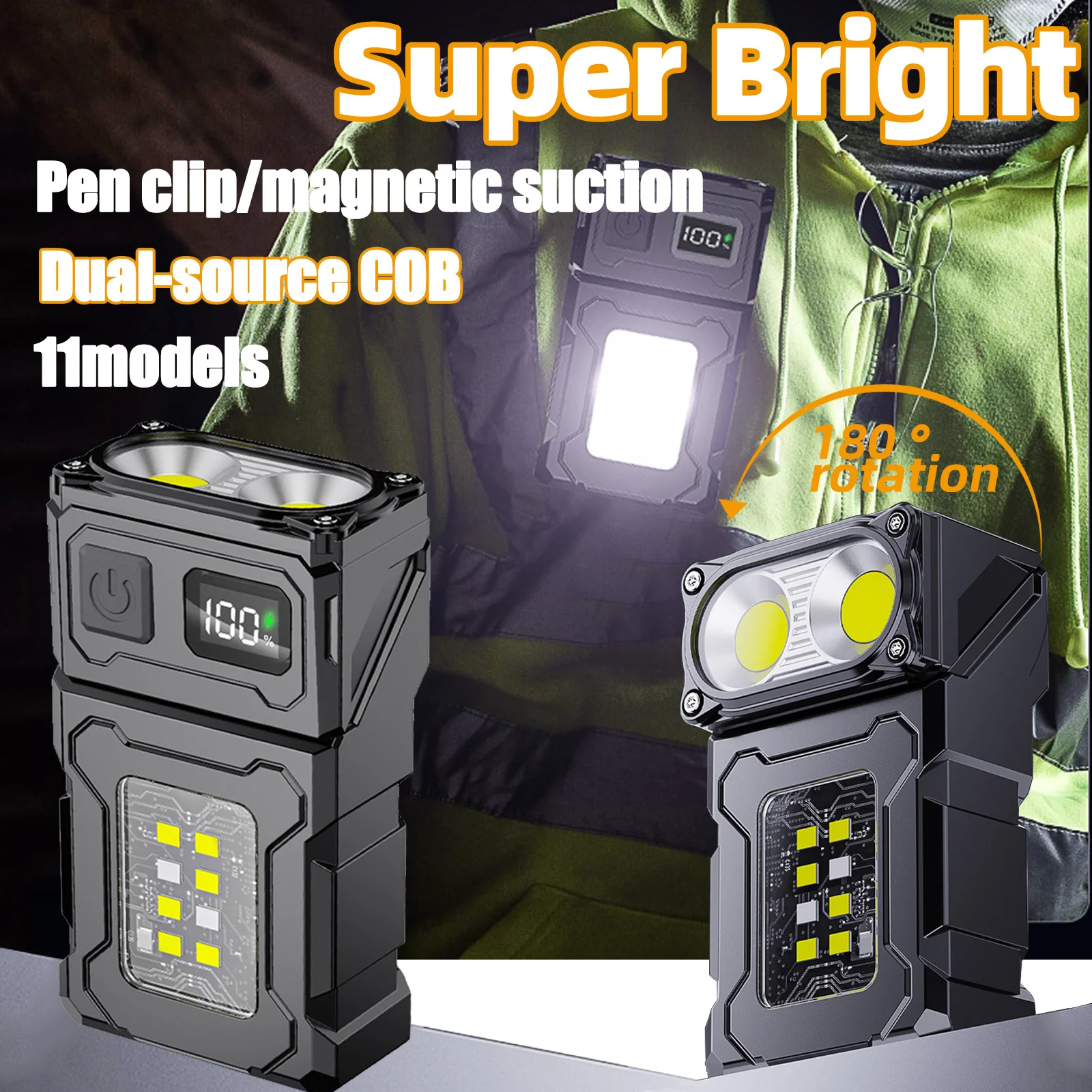 

2/1 шт. портативный фонарик супер яркий мини-USB перезаряжаемый светодиодный хвостовой магнитный фонарь с аварийным освещением COB для кемпинга и пешего туризма