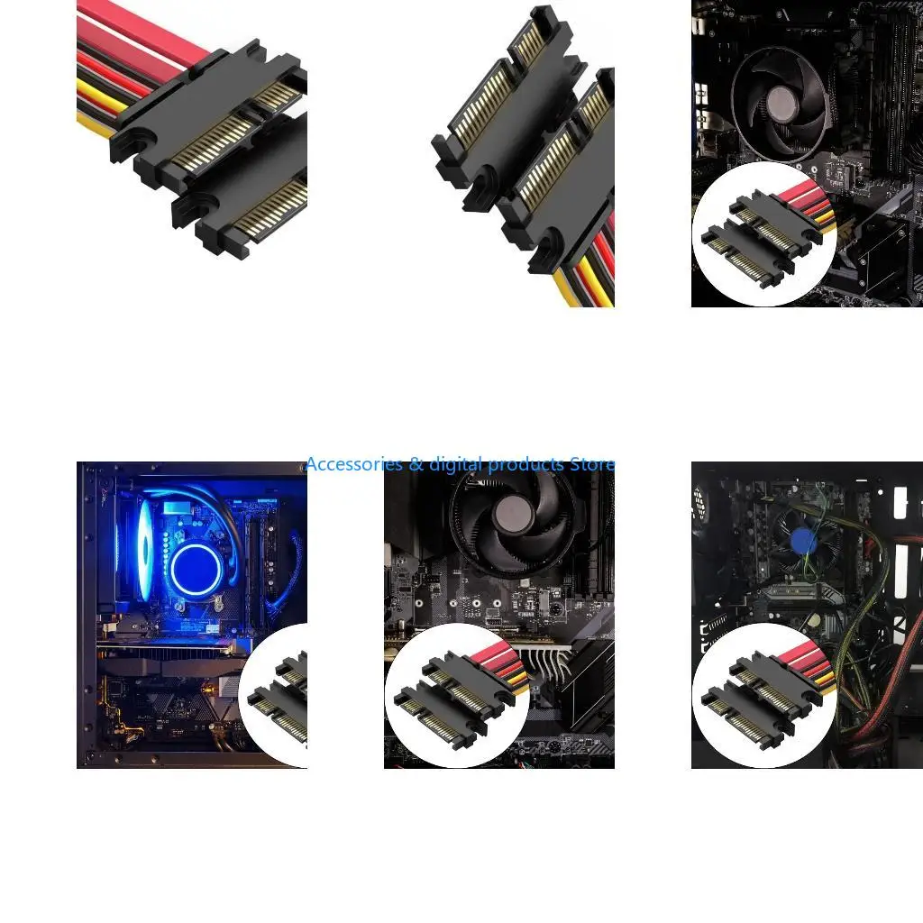 77JD Universal Satas 15+7Pin Male to Male Adapter Cable Durability ABS PVC Construction Satas Power Data Cable Easy Installation