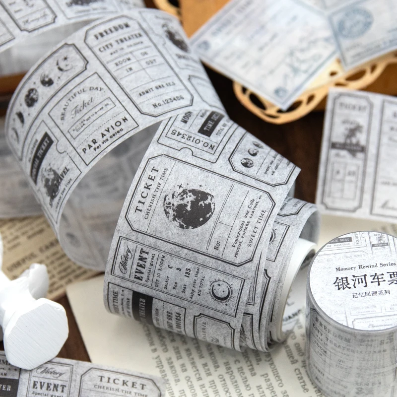 50mm*2m English Theme Aesthetic Stationery Tapes Junk Journal Scrapbooking Supplies Label Sticker Planner Art Craft Masking Tape