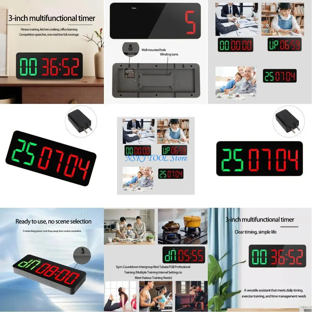 

L8RC 3" LED Fitness Clock With 9 Professional Approaches And Device For Gym Workouts Training Meetings