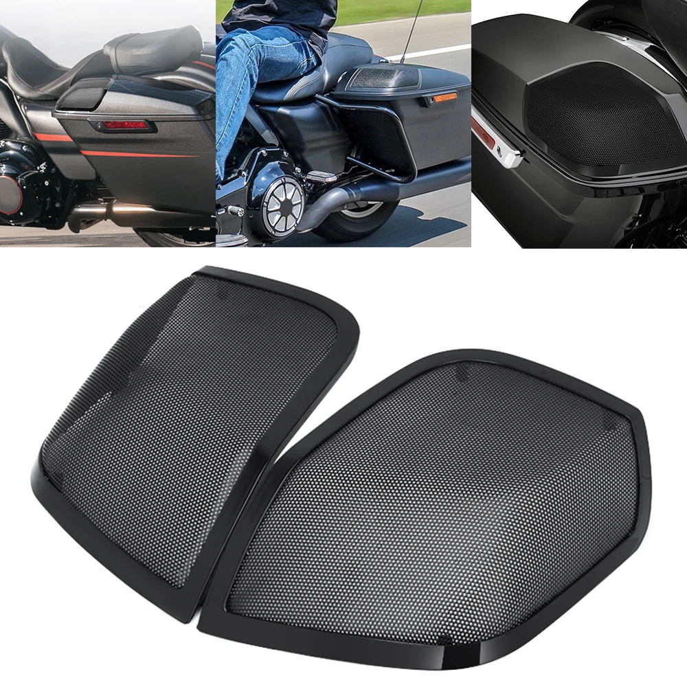 

Motorcycle 5"x7" Saddlebag Lid Lower Speaker Grill Black For Harley Touring FLT FLH FLHR FLHR Electra Street Road Glide 14-22