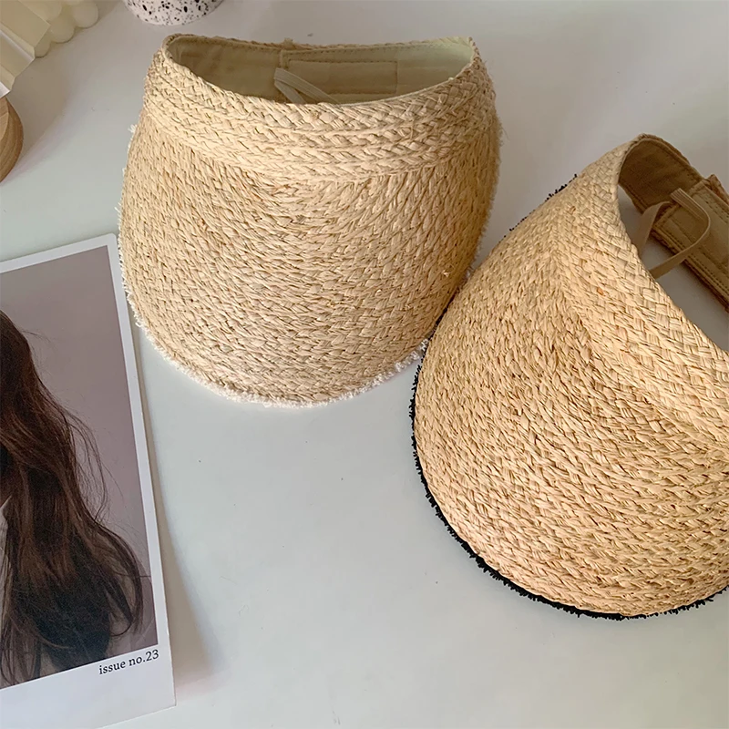 

New Summer Women's St Hat Sunscreen Face Covering Beach Sun Hat Casual Sle Wide Brim Emp Top Hat for Travel Young Women