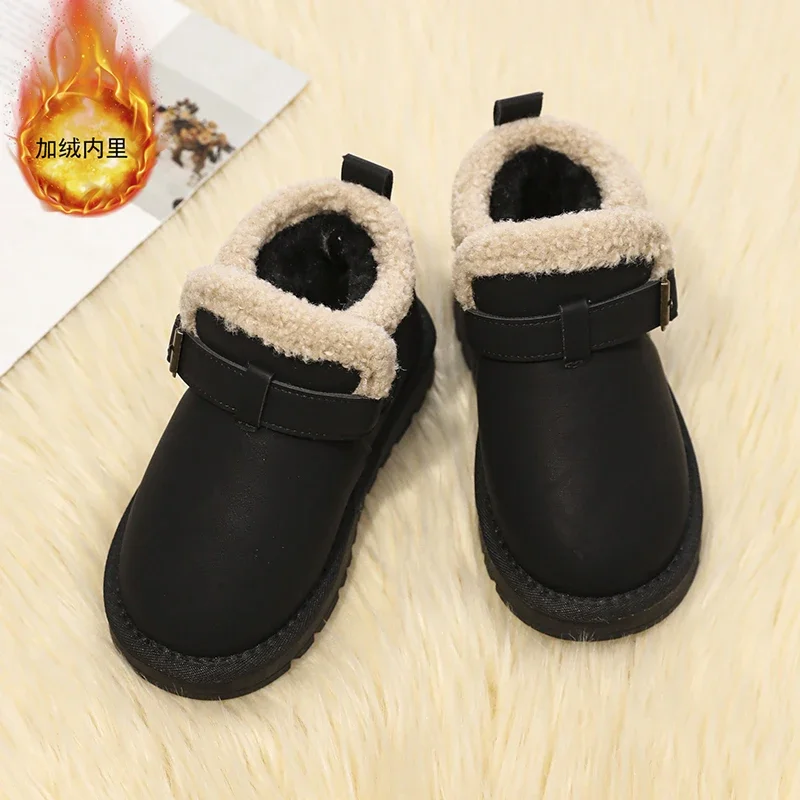 Winter Nette kinder Schnee Stiefel Jungen Mädchen Mode Anti-slip Warme Baumwolle Schuhe Im Freien Wasserdichte Schnalle Tragen-beständig stiefel