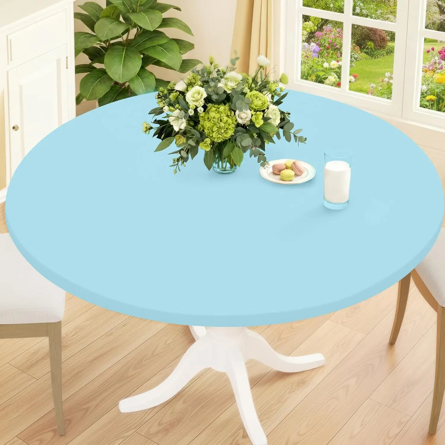 Round Spandex Tablecloth,Stain Resistant Elastic Fitted Washable Tablecloth,Dining,for wedding,Camping,Dining,Indoor and Outdoor image 3