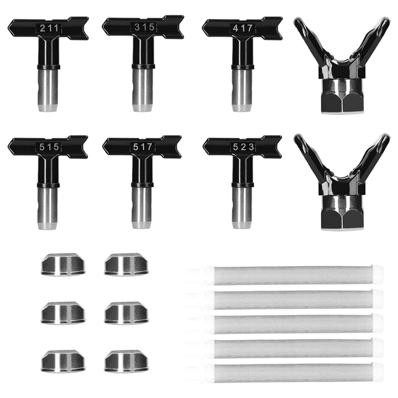 

Spray Tips For Airless Sprayer, Airless Sprayer Nozzle Kit Sprayer Accessories (6 Types 211, 315, 417, 515, 517, 523)