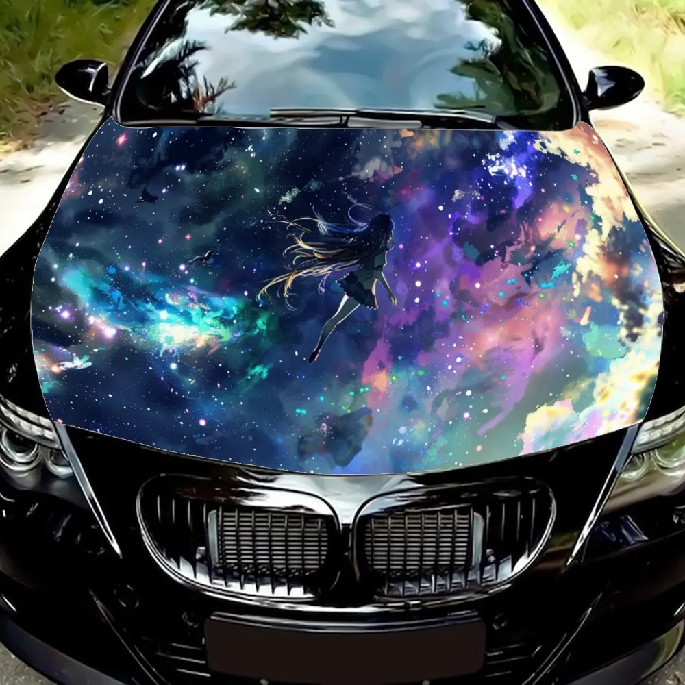 

Fantasy Anime Purple Space Car Hood Wrap Color Vinyl Sticker Truck Graphic Bonnet Auto Accessories Decoration Decal Gift