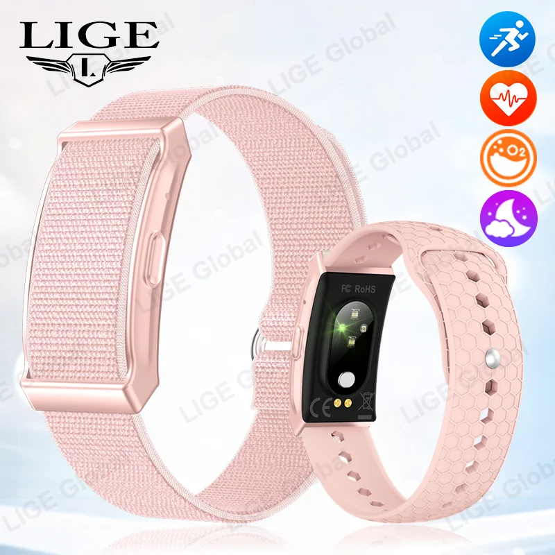 

LIGE New Sport Fitness Tracker Smart Bracelet Women Heart Rate Blood Oxygen Monitor Pedometer Call Reminder Lady Smartwatch Band