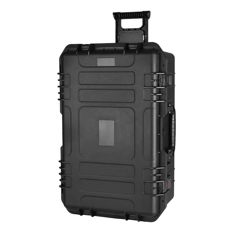 Large-capacity plastic trolley case, black wheeled fire equipment storage emergency box, safety protective equipment box